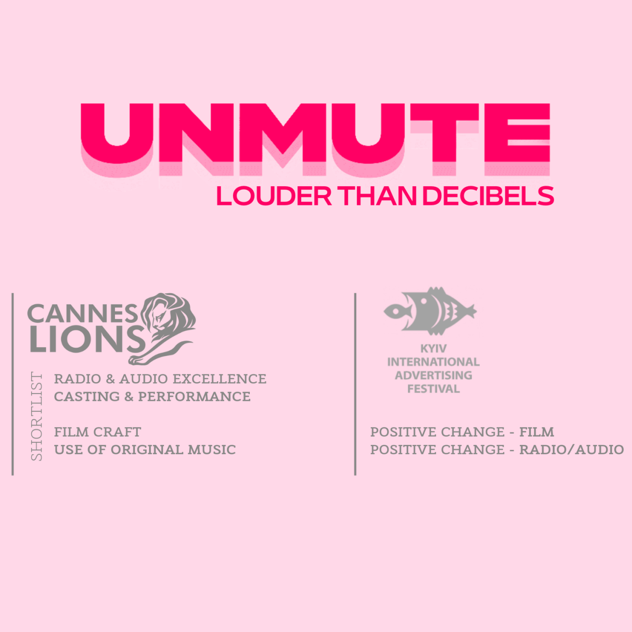 4 international awards for "unmute" campaign. 